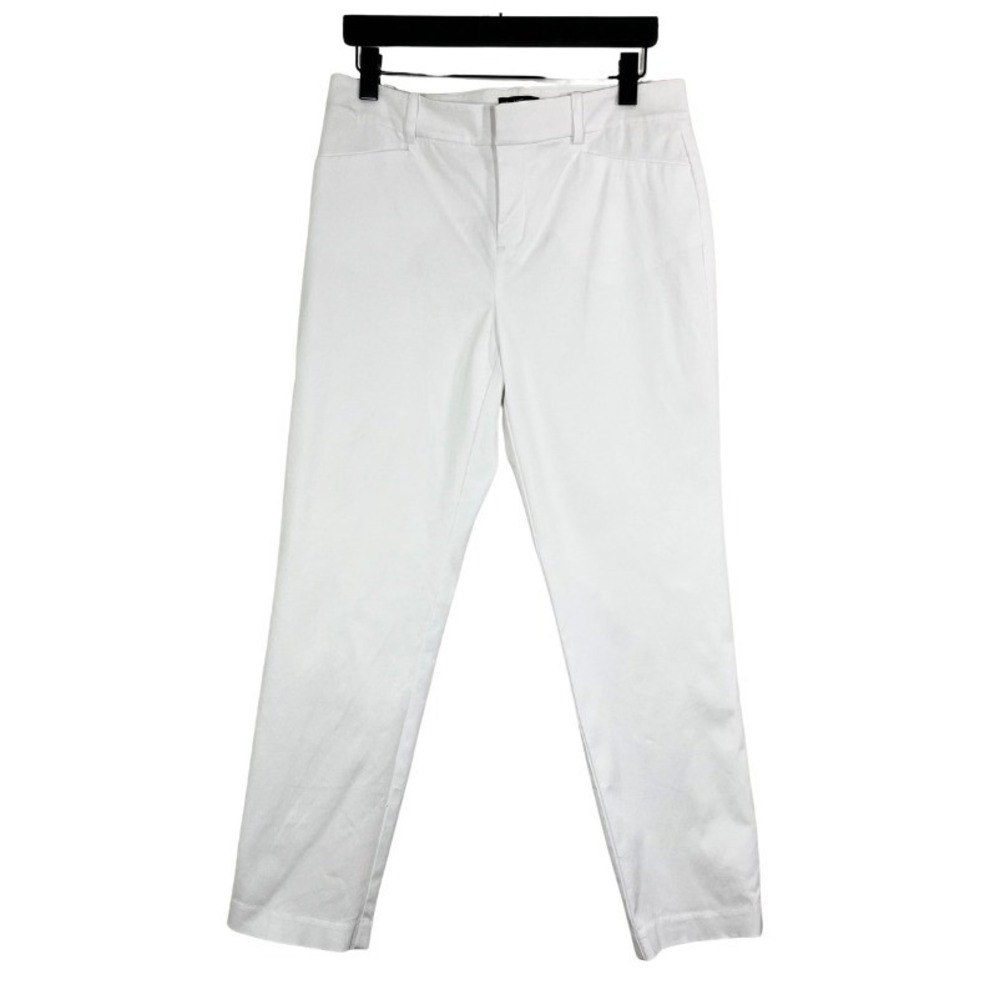 Lord & Taylor Kelly Ankle White Stretch Pants Sz 10 Slim Straight‎ Cotton Blend